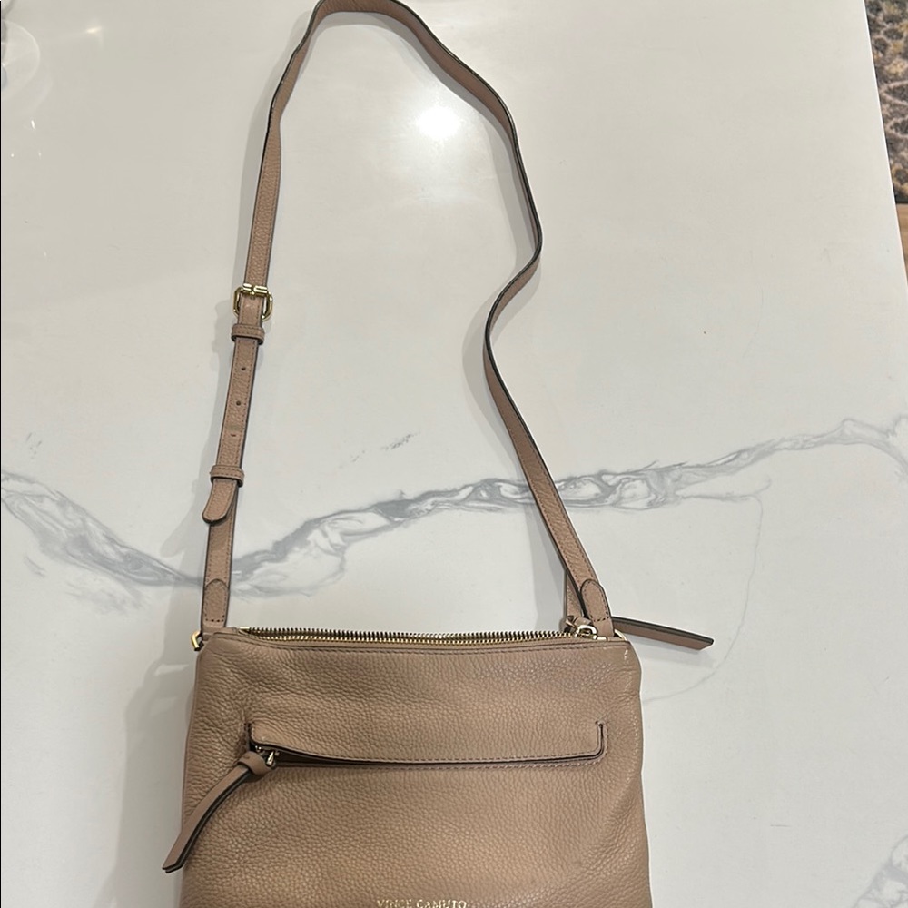 Vince Camuto Taupe Leather Crossbody Bag